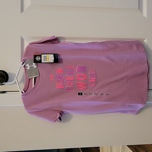 Under Armour Girls tshirt NWT size medium "been there win that" purple & hotpink